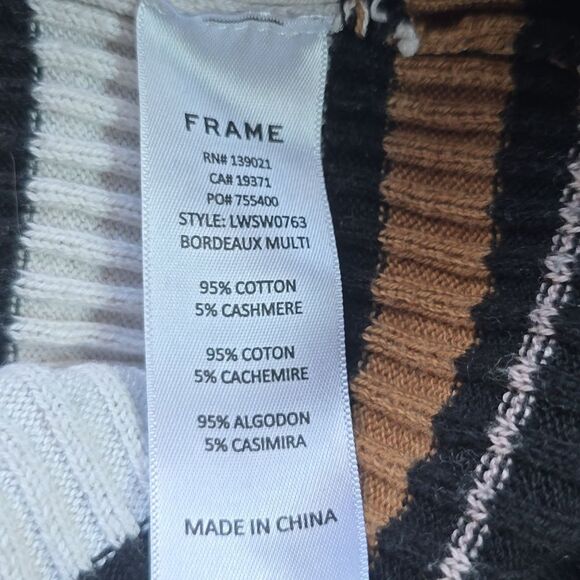 Frame Striped Black White Knit Ribbed Sweater Crew-neck Small - Picture 8 of 9